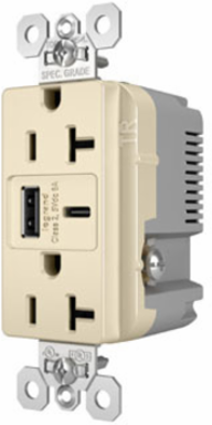 20A Tamper-Resistant Duplex Receptacle with USB A/C Ports, 1.693 Inch Width