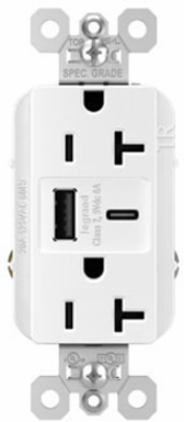 20A 125V Tamper-Resistant Duplex Receptacle with USB A/C Ports, White