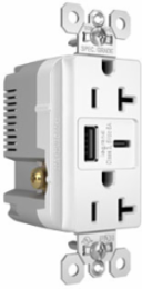 20A 125V Tamper-Resistant Duplex Receptacle with USB A/C Ports, White
