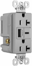 20A 125V Gray Tamper-Resistant Duplex Receptacle with USB A/C Ports, 1.693 Inch Width