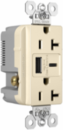 20A 125V Tamper-Resistant Duplex Receptacle with USB A/C Ports, Light Almond