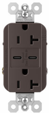 20A 125V Tamper-Resistant Duplex Receptacle with USB C Fast Charging Ports 1.425 Inch Depth