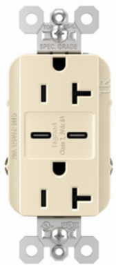 20A 125V Tamper-Resistant Duplex Receptacle with USB C Fast Charging Ports, 1.693 Inch Width