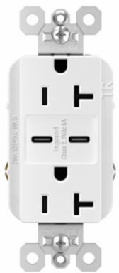 20A 125V Tamper-Resistant Duplex Receptacle with USB C Fast Charging Ports, 2.68 Inch Height, 1.69 Inch Width, White