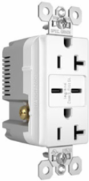 20A 125V Tamper-Resistant Duplex Receptacle with USB C Fast Charging Ports, 2.68 Inch Height, 1.69 Inch Width, White