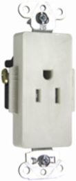 Tamper-Resistant Decorator Single Receptacle, 15A, 125V, Light Almond, 1.322 Inch Width, 2.635 Inch Height
