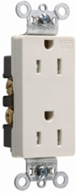 Tamper-Resistant Decorator Receptacle 15A 125V Light Almond 0.78 Inch Depth