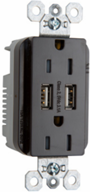 15A 125V Tamper-Resistant USB Outlet with 3.1A Charging, Brown