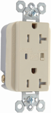 20A 125V Extra Heavy Duty Tamper-Resistant Surge Protective Duplex Receptacle, 1.4 Inch Depth, 1.7 Inch Width, 2.75 Inch Height