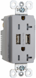 20A 125V Tamper-Resistant USB Outlet, Gray, 3.1A Charging Capability