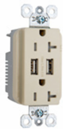 20 Amp 125 Volt Ivory Tamper-Resistant USB Outlet, 3.1A Charging Capability