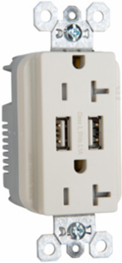 20A 125V Tamper-Resistant USB Outlet, Light Almond, 3.1A Charging Capability