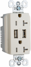 20A 125V Tamper-Resistant USB Outlet, Light Almond, 3.1A Charging Capability