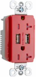 20A 125V Tamper-Resistant USB Outlet, Red, 3.1A Charging Capability