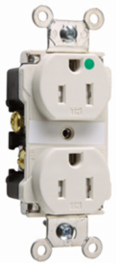 Tamper-Resistant Hospital Grade Receptacle, 15A 125V, 2.75 Inch Height, Light Almond