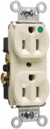 15A 125V Hospital-Grade Tamper-Resistant Duplex Receptacle, Compact, White, 0.78 Inch Depth, 2.635 Inch Height, 1.322 Inch Width