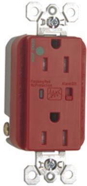 Tamper-Resistant Hospital Grade Extra Heavy-Duty Duplex Receptacle, 15A 125V Red