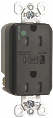 Tamper-Resistant Hospital Grade Extra Heavy Duty Surge Protective Duplex Receptacle 15 Amp 125 Volt Brown