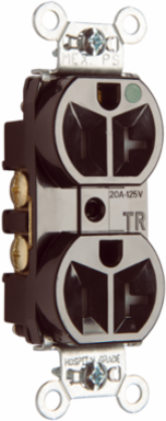 20A 125V Hospital-Grade Tamper-Resistant Duplex Receptacle, Brown, Compact Design