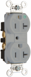 20A 125V Hospital-Grade Compact Duplex Receptacle, 1.322 Inch Width, Gray