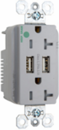 20A 125V Hospital-Grade Tamper-Resistant USB Outlet, Gray, 3.1A Charging