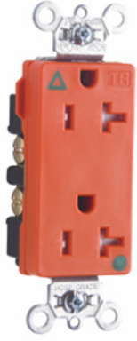 20A Hospital Grade Tamper-Resistant Receptacle, 125V, 3.625 Inch Height, Orange