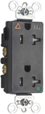 Tamper-Resistant Hospital Grade Receptacle, 20A 125V, Black, 3.625 Inch Height