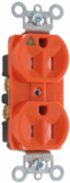 Tamper-Resistant Heavy Duty Spec Grade Receptacle, 15A 125V, Orange, 2.625 Inch Height