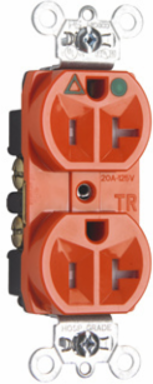 Tamper-Resistant Isolated Ground Hospital Grade Receptacle 20A 125V Orange 2.25 Inch Height