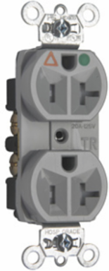 Tamper-Resistant Hospital Grade Receptacle, 20A, 125V, Gray, 2.25 Inch Height