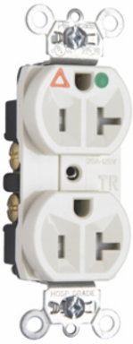 Tamper-Resistant Hospital Grade Receptacle, 20A 125V, Light Almond, 1.187 Inch Width, 1.25 Inch Depth