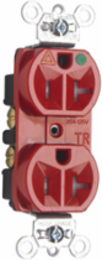 Tamper-Resistant Hospital Grade Receptacle 20A 125V Red 1.187 Inch Width 2.25 Inch Height