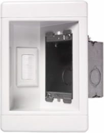 Single-Gang Recessed TV Box with Metal Electrical Box, White, 12 Connections