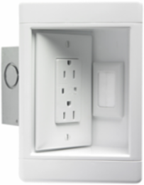Single-Gang Recessed TV Box, Metal Electrical Box, White, 1/2 Inch Knockouts