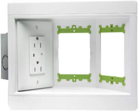 Three Gang Recessed TV Box with Metal Electric Box, White, cULus Listed