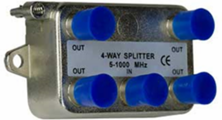 4-Way Vertical Coax Splitter 1 GHz, 1.62" x 2.91" x 1.22"