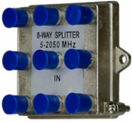 8-Way Vertical Coax Splitter, 2 GHz, Size 3.43" x 2.39" x 1.15"