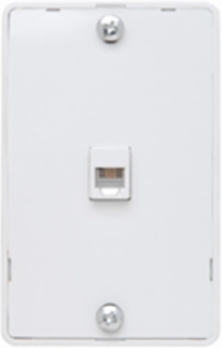 Modular Wall Mount Telephone Jack, Standard Size, RJ11 Jack, White