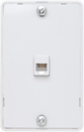 Modular Wall Mount Telephone Jack, Standard Size, RJ11 Jack, White