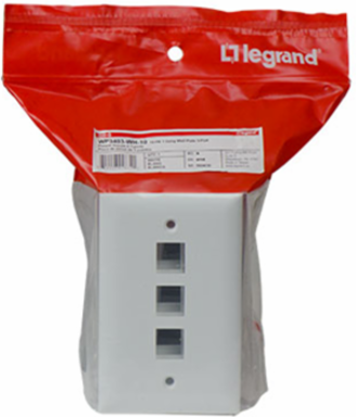 1-Gang, 3-Port Wall Plate, White WP3403-WH