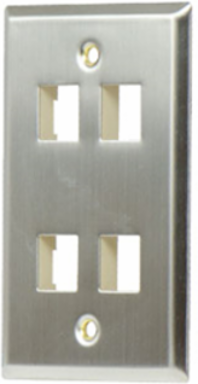 1-Gang, 4-Port Wall Plate, Stainless Steel WP3404-SS
