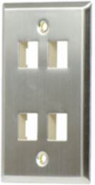 1-Gang, 4-Port Wall Plate, Stainless Steel WP3404-SS