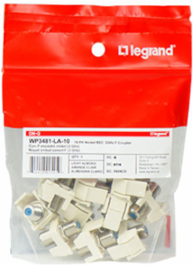 Recessed Nickel Self-Terminating F-Connector, Light Almond WP3481-LA