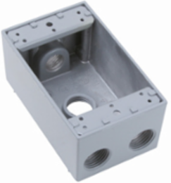 Weatherproof Single Gang Box, Gray, 1 Gang, 18.0 Cu.In., 2.09 Inch Depth