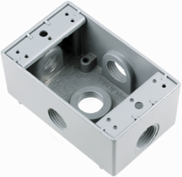 Weatherproof 1 Gang Box 5 Hole 3/4 Inch, Gray, 16.8 Cu. In., 2.09 Inch Deep