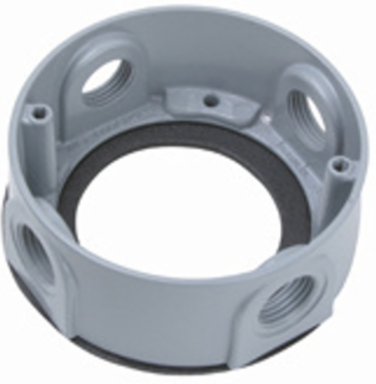 Weatherproof Round Device Box Extension, 4-1/2 Hubs, Gray