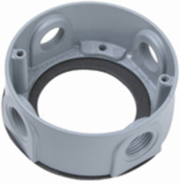 Weatherproof Round Device Box Extension, 4-1/2 Hubs, Gray