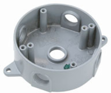 Weatherproof Round Die-Cast Aluminum Box 4 Inch 5 Hole 16.1 Cu.In. Gray