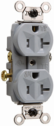 20A 125V Commercial Grade Weather-Resistant Duplex Receptacle, Gray, 2.635 Inch Height, 1.322 Inch Width
