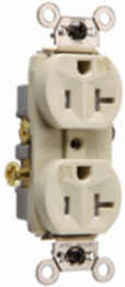 20A 125V Weather-Resistant Duplex Receptacle, Ivory, 0.78 Inch Depth